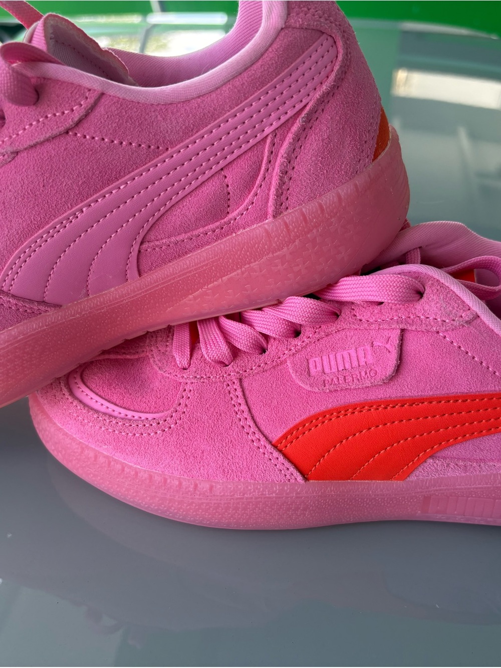 Puma Palermo Suede Sneaker - Bright Pink with Red Accent